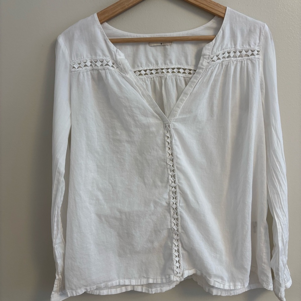 ba&sh white Blouse with Geometric lace Detailing